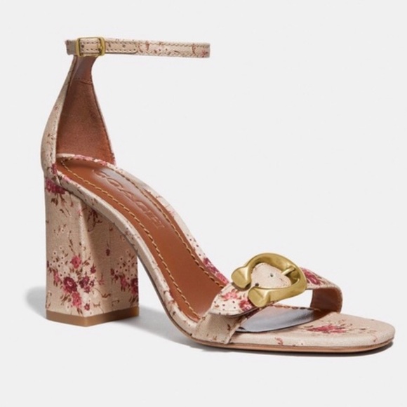 Coach Shoes - NEW Coach Tan Floral Block Heel sz 9.5